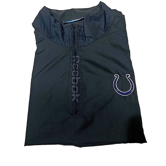 INDIANAPOLIS COLTS REEBOK Coaches 1/4 Zip Wind Jacket Black Men’s Size L… - Picture 8 of 9